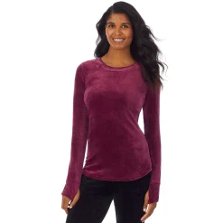 Discount Double Plush Velour Long Sleeve Crew Women Long Sleeves