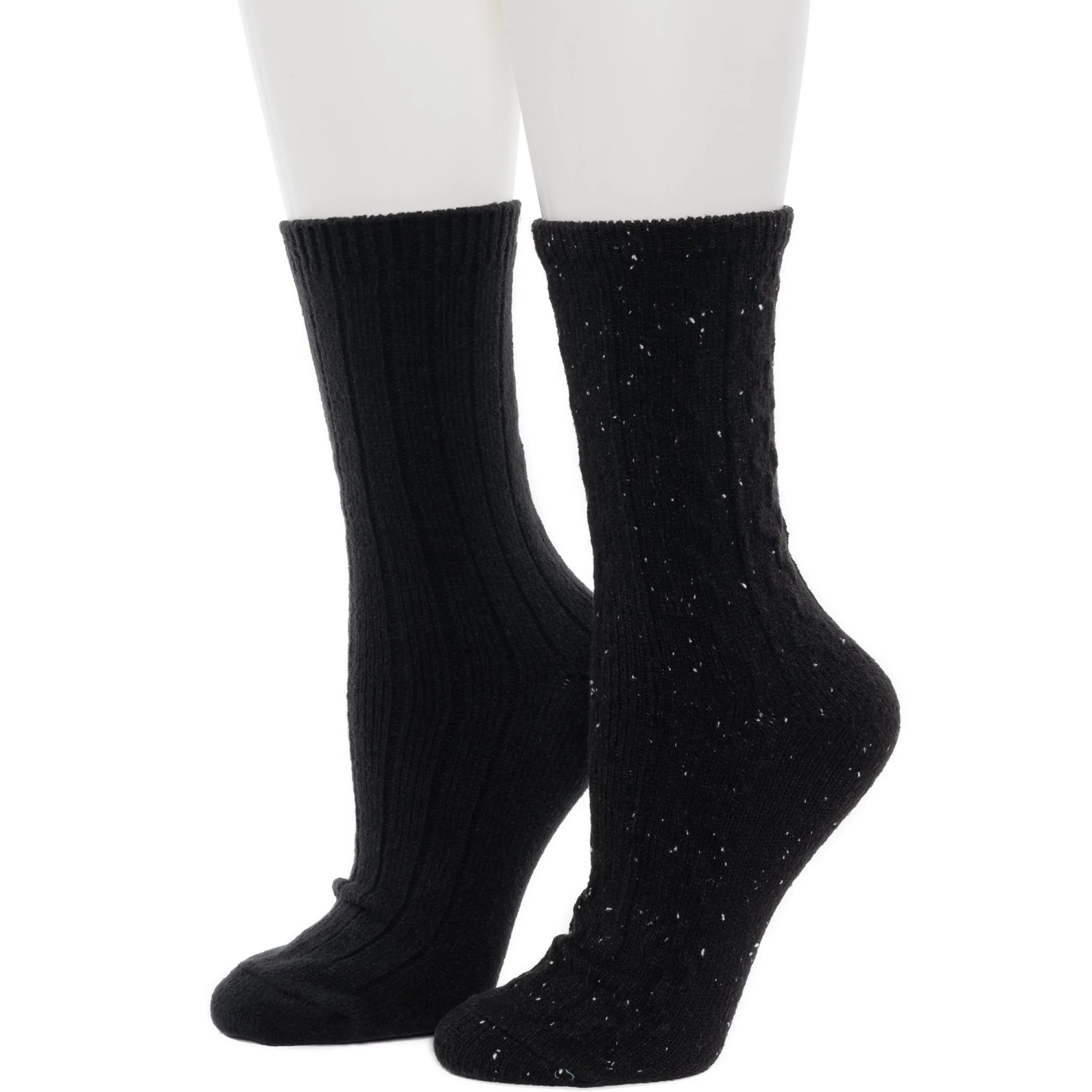 New Flecked Pucker Chain Cable/Solid Rib Crew Sock 2-Pack Women Socks|Women's Accessories