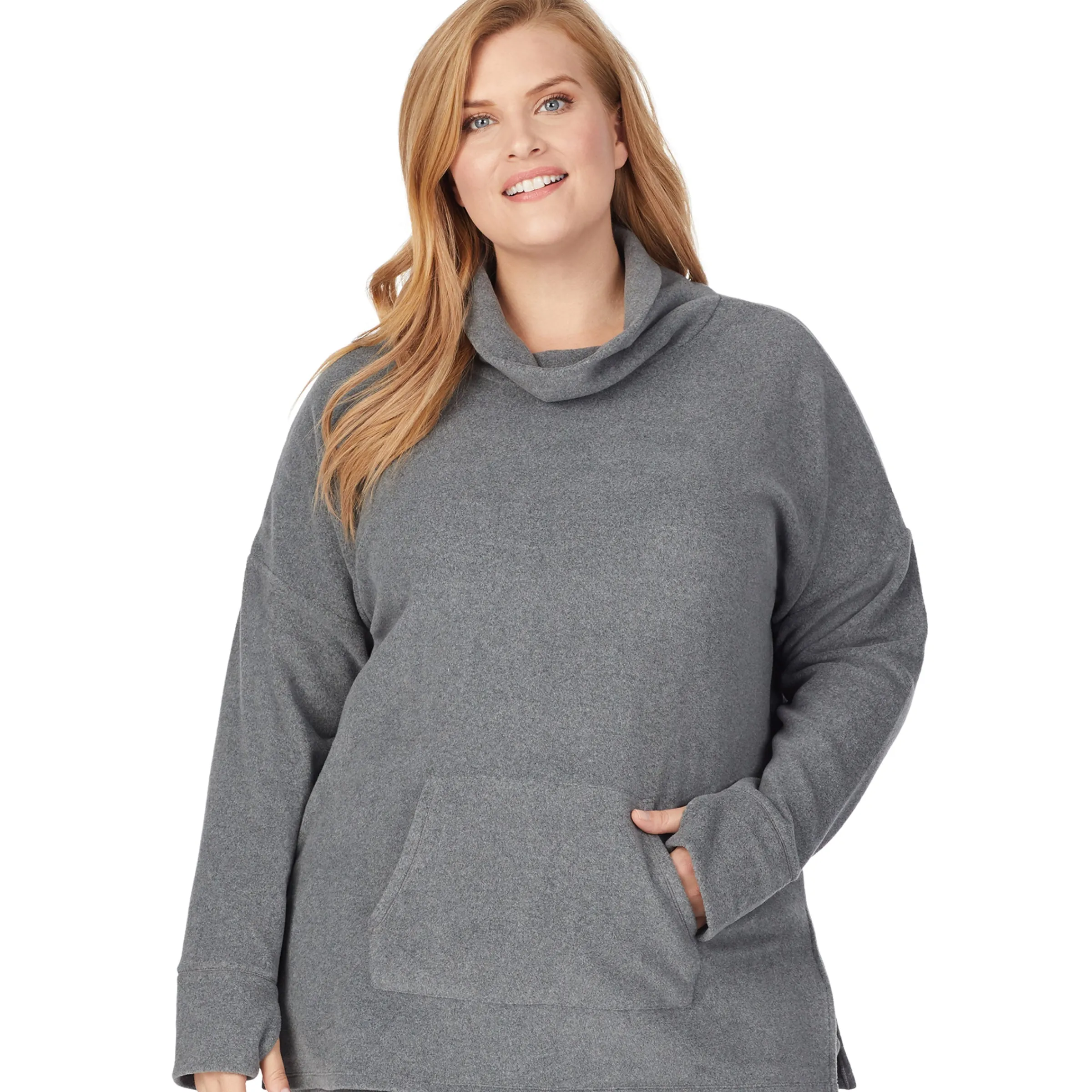 Online Fleecewear With Stretch Long Sleeve Tunic PLUS Women Plus Size|Lounge