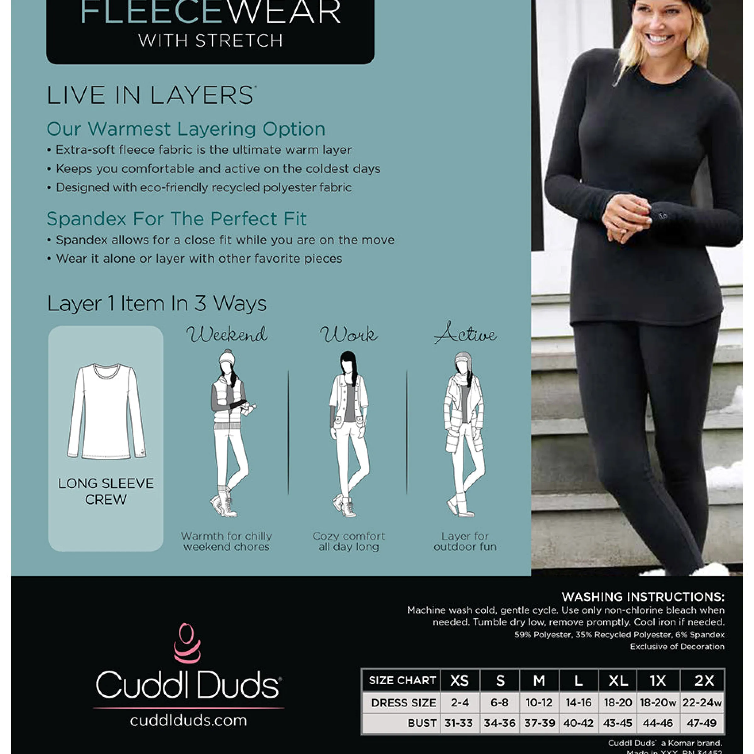 Fleecewear With Stretch Long Sleeve Crew TALL Women Petite + Tall|Long Sleeves