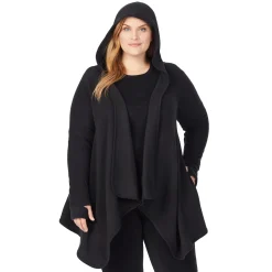 Hot Fleecewear With Stretch Long Sleeve Hooded Wrap PLUS Women Plus Size|Lounge
