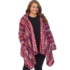 Hot Fleecewear With Stretch Long Sleeve Hooded Wrap PLUS Women Plus Size|Lounge
