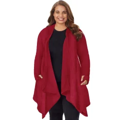 Hot Fleecewear With Stretch Long Sleeve Hooded Wrap PLUS Women Plus Size|Lounge