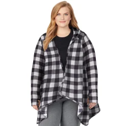 Hot Fleecewear With Stretch Long Sleeve Hooded Wrap PLUS Women Plus Size|Lounge
