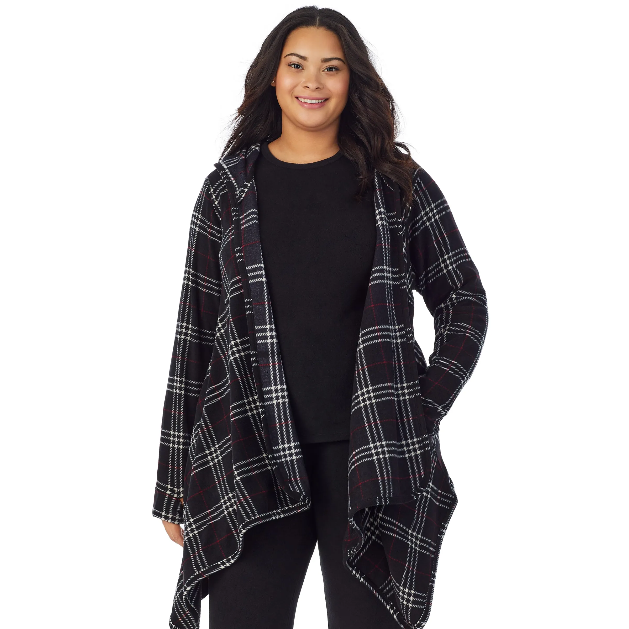 Hot Fleecewear With Stretch Long Sleeve Hooded Wrap PLUS Women Plus Size|Lounge