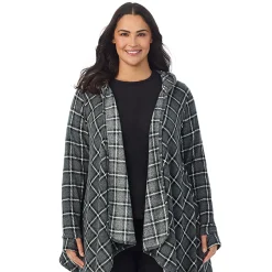 Hot Fleecewear With Stretch Long Sleeve Hooded Wrap PLUS Women Plus Size|Lounge
