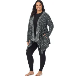 Hot Fleecewear With Stretch Long Sleeve Hooded Wrap PLUS Women Plus Size|Lounge