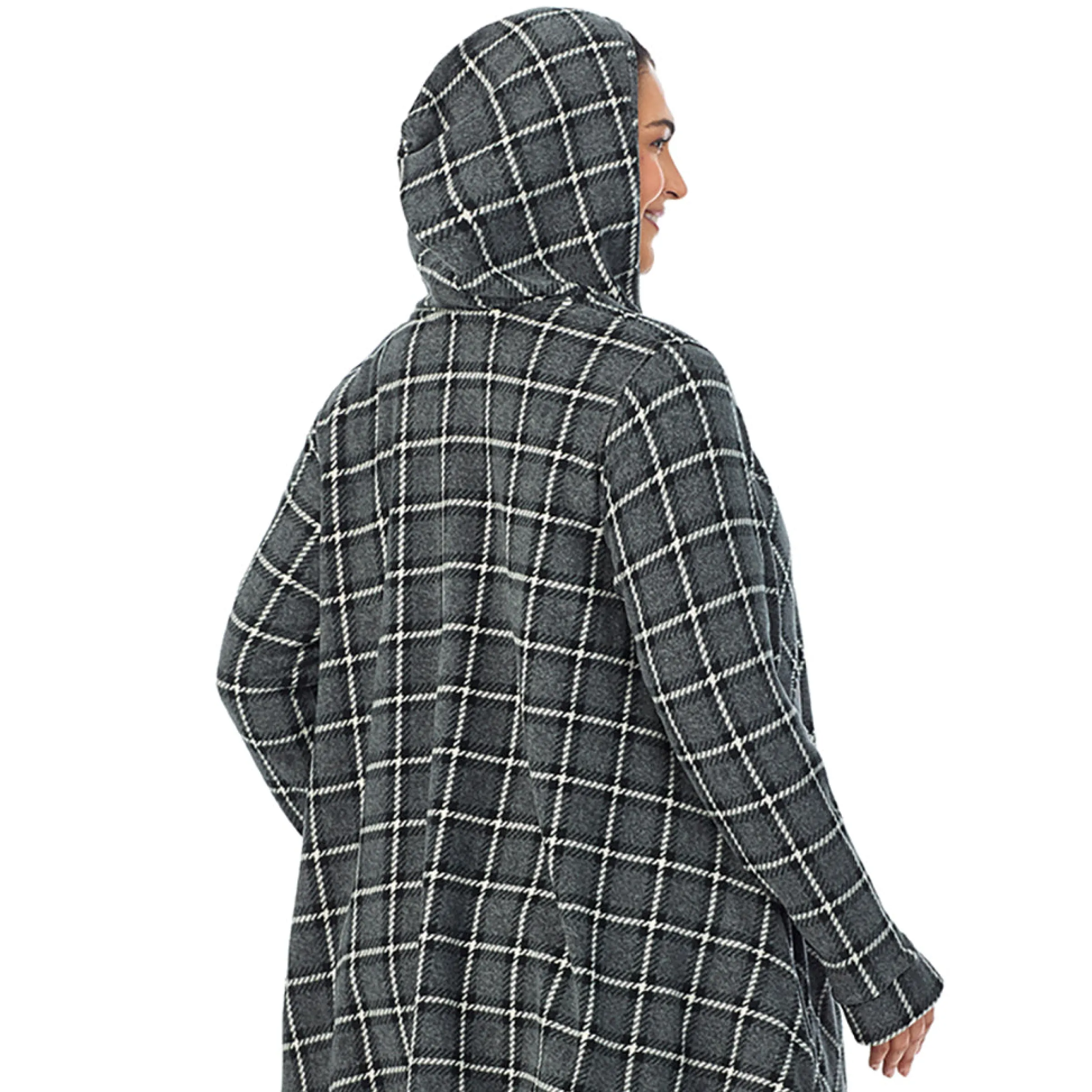 Hot Fleecewear With Stretch Long Sleeve Hooded Wrap PLUS Women Plus Size|Lounge