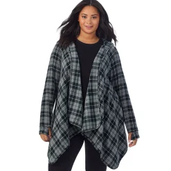Hot Fleecewear With Stretch Long Sleeve Hooded Wrap PLUS Women Plus Size|Lounge