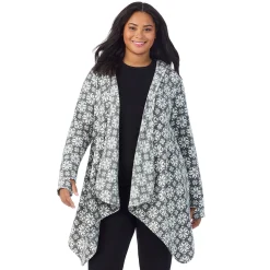 Hot Fleecewear With Stretch Long Sleeve Hooded Wrap PLUS Women Plus Size|Lounge