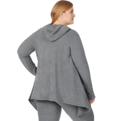 Hot Fleecewear With Stretch Long Sleeve Hooded Wrap PLUS Women Plus Size|Lounge