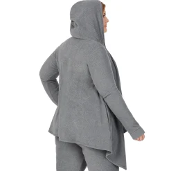Hot Fleecewear With Stretch Long Sleeve Hooded Wrap PLUS Women Plus Size|Lounge