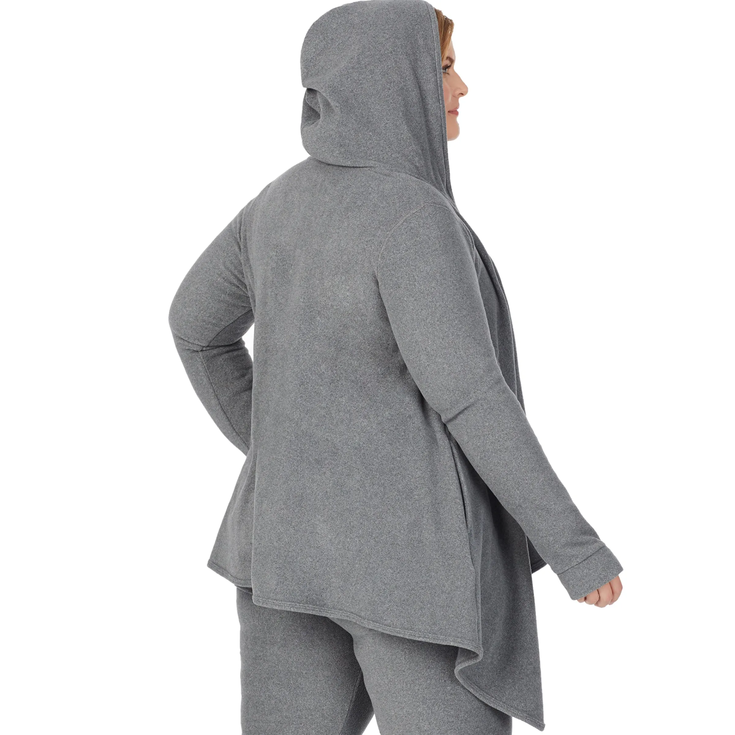 Hot Fleecewear With Stretch Long Sleeve Hooded Wrap PLUS Women Plus Size|Lounge