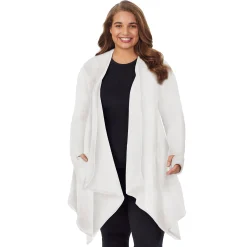 Hot Fleecewear With Stretch Long Sleeve Hooded Wrap PLUS Women Plus Size|Lounge