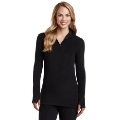 Online Fleecewear With Stretch Long Sleeve Half Zip Hoodie Women Lounge|Long Sleeves