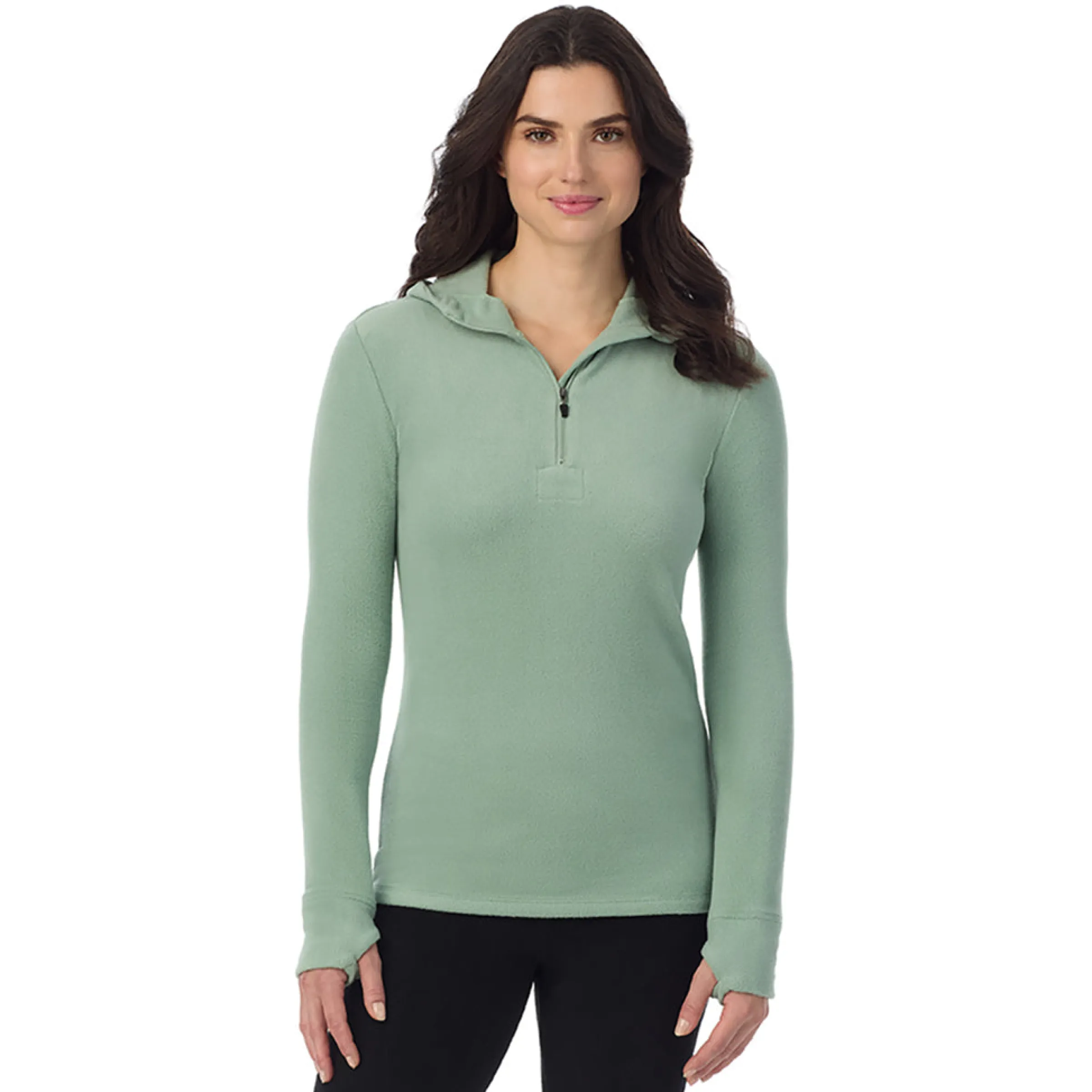 Online Fleecewear With Stretch Long Sleeve Half Zip Hoodie Women Lounge|Long Sleeves