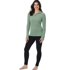 Online Fleecewear With Stretch Long Sleeve Half Zip Hoodie Women Lounge|Long Sleeves