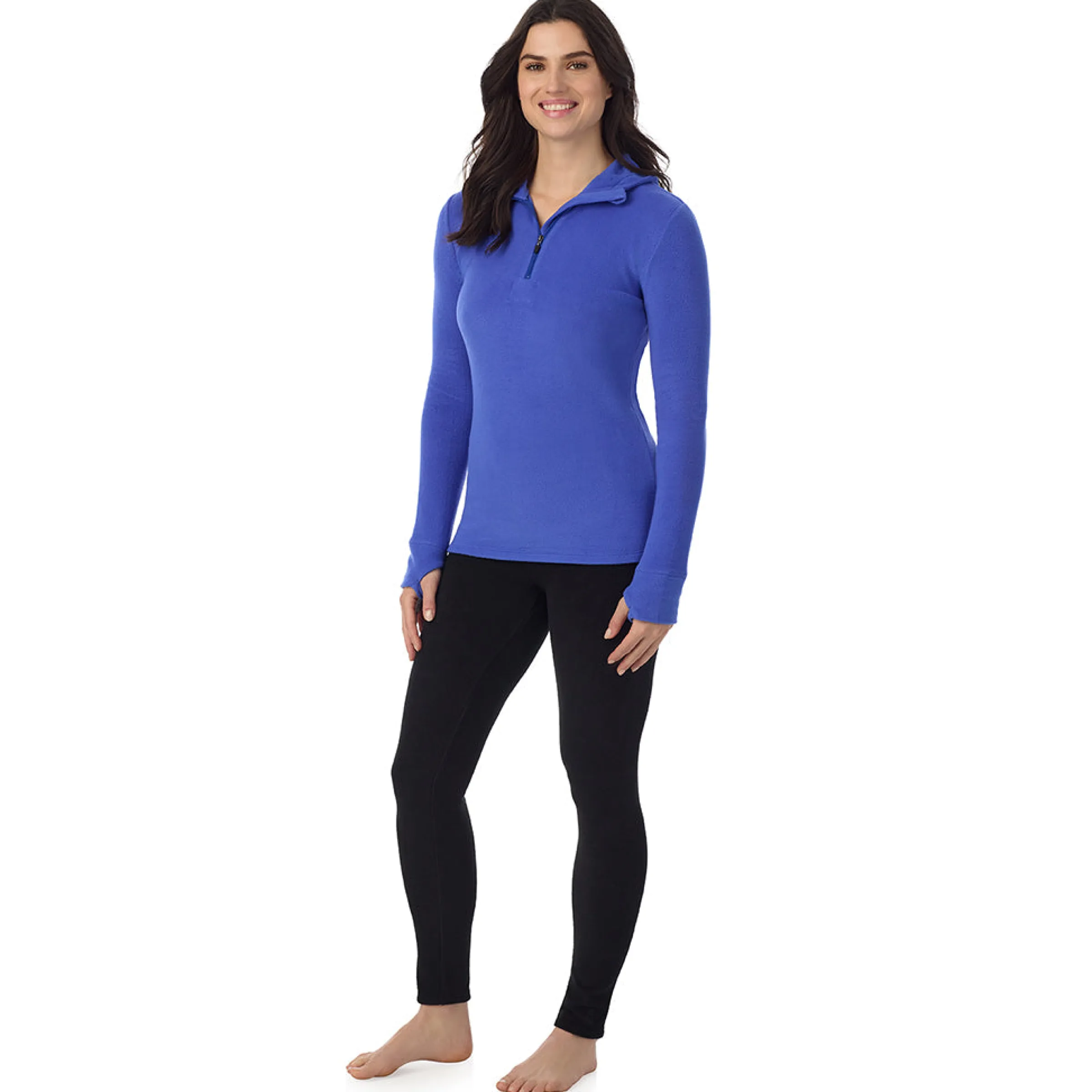 Online Fleecewear With Stretch Long Sleeve Half Zip Hoodie Women Lounge|Long Sleeves