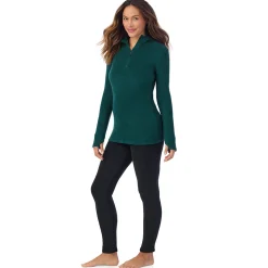 Online Fleecewear With Stretch Long Sleeve Half Zip Hoodie Women Lounge|Long Sleeves