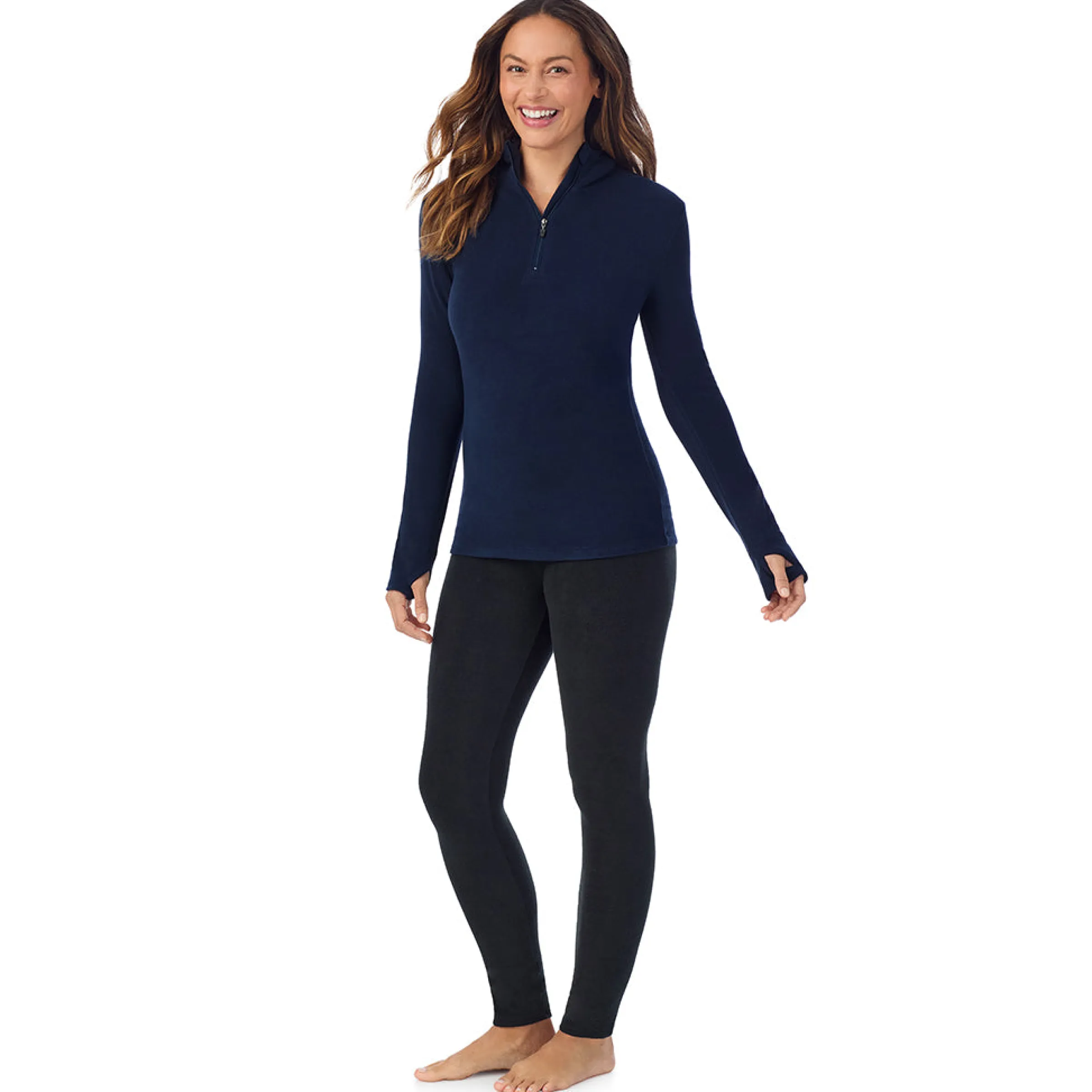 Online Fleecewear With Stretch Long Sleeve Half Zip Hoodie Women Lounge|Long Sleeves