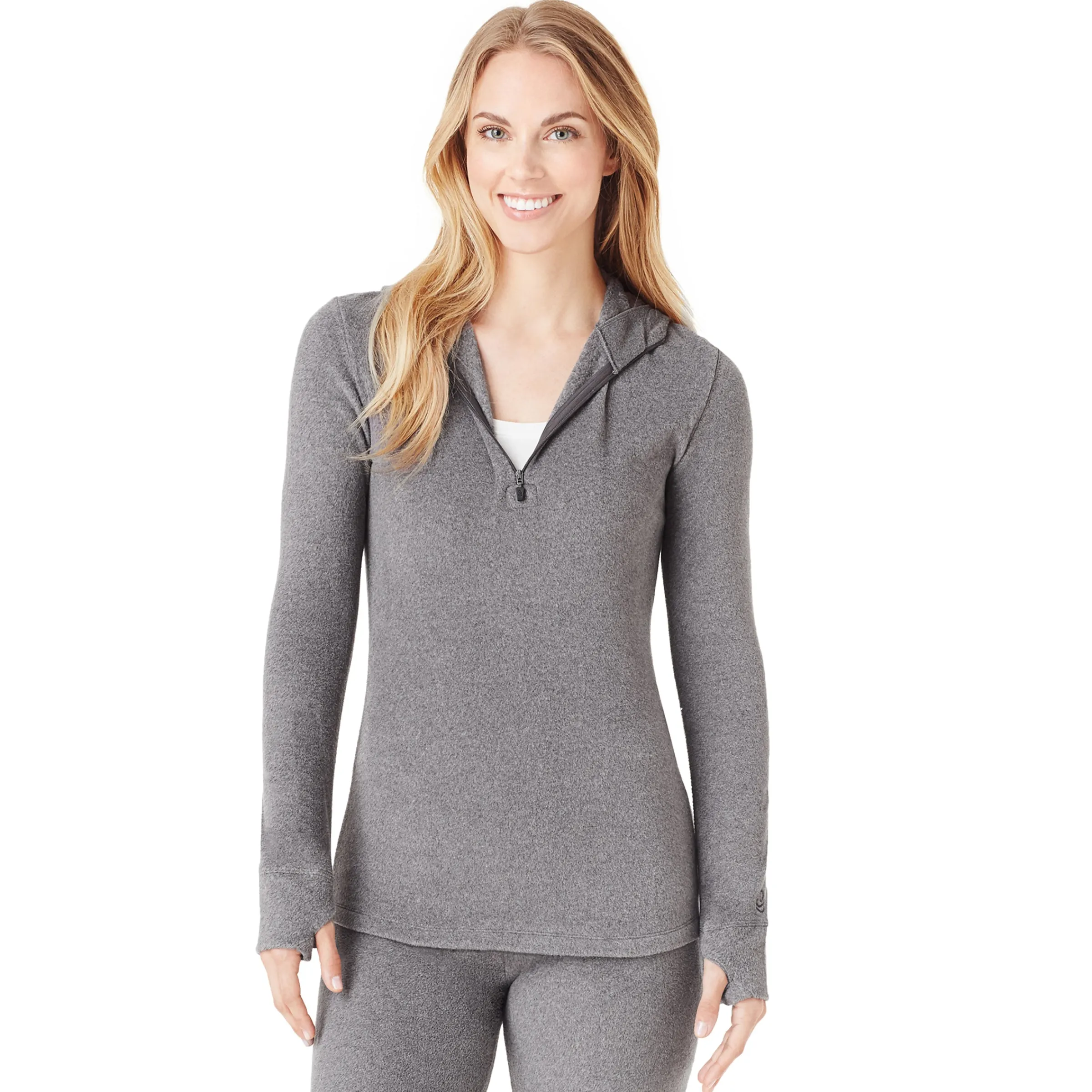 Online Fleecewear With Stretch Long Sleeve Half Zip Hoodie Women Lounge|Long Sleeves