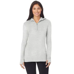 Online Fleecewear With Stretch Long Sleeve Half Zip Hoodie Women Lounge|Long Sleeves