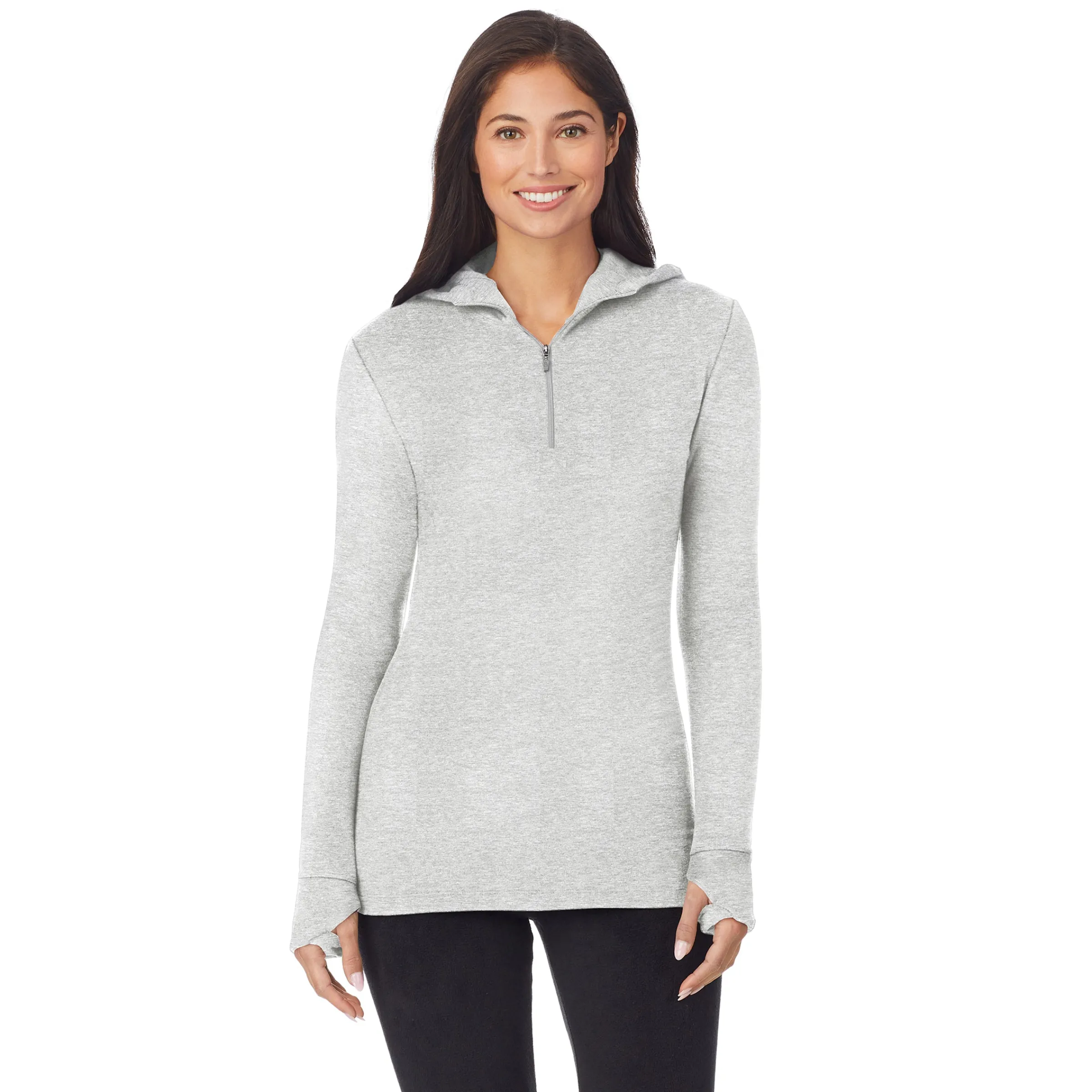 Online Fleecewear With Stretch Long Sleeve Half Zip Hoodie Women Lounge|Long Sleeves