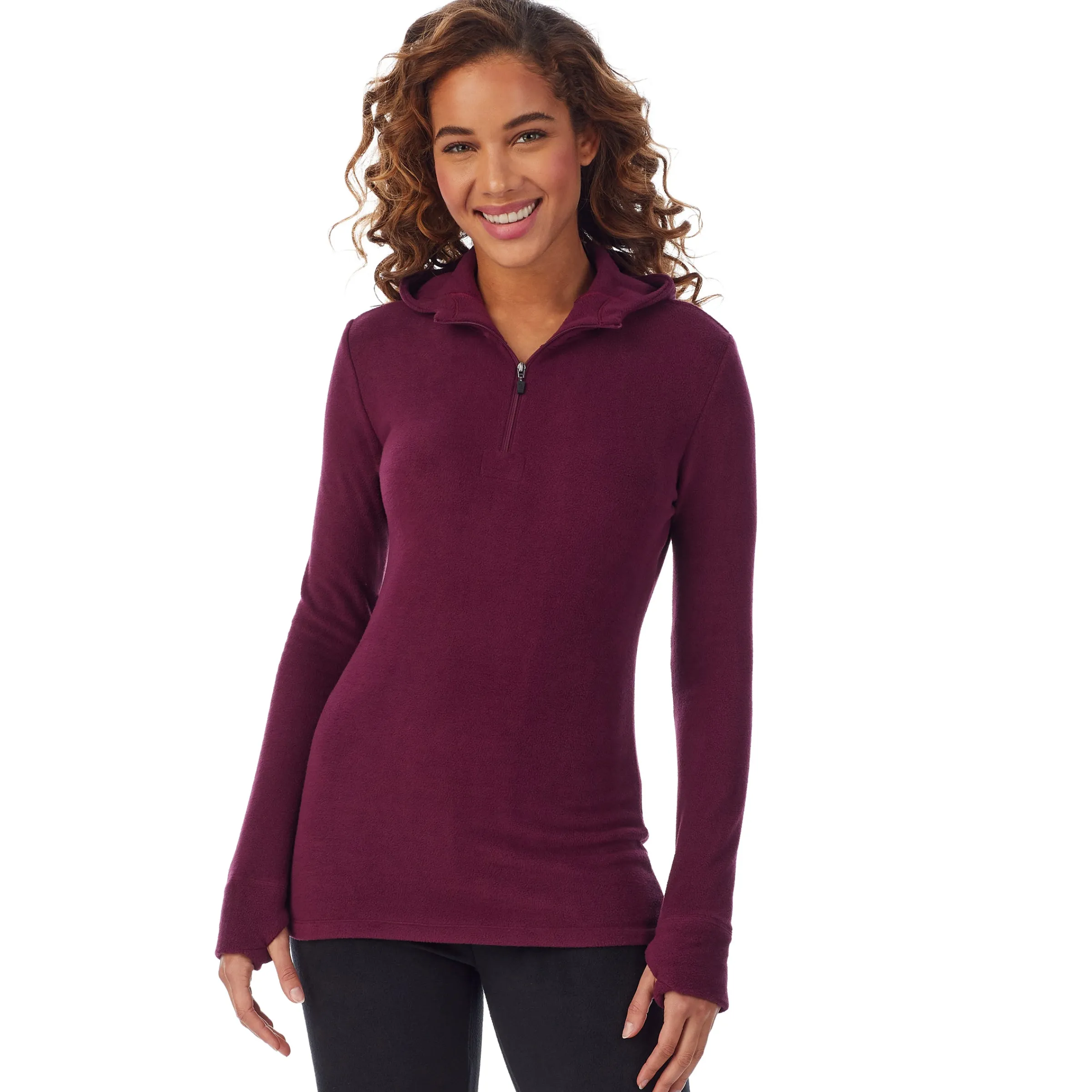 Online Fleecewear With Stretch Long Sleeve Half Zip Hoodie Women Lounge|Long Sleeves