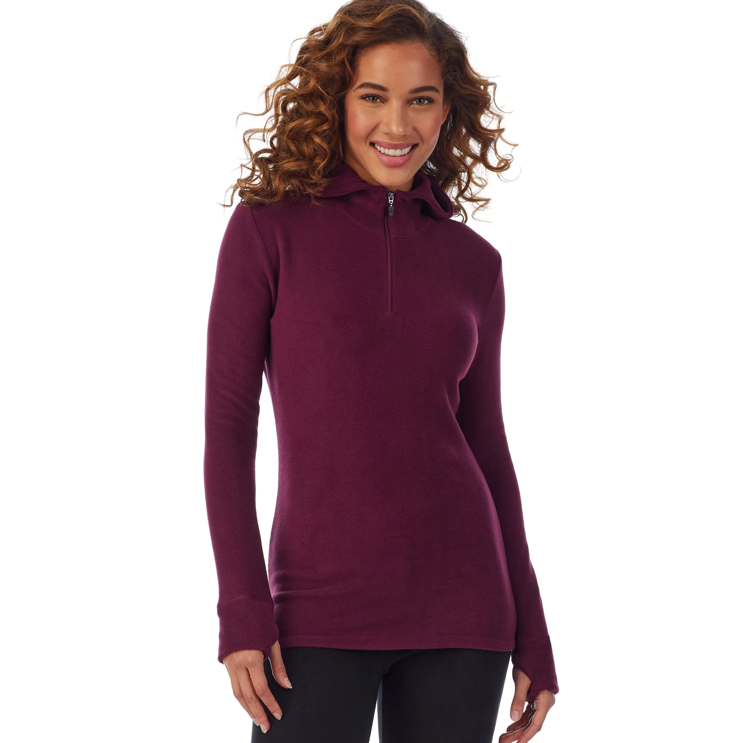 Online Fleecewear With Stretch Long Sleeve Half Zip Hoodie Women Lounge|Long Sleeves