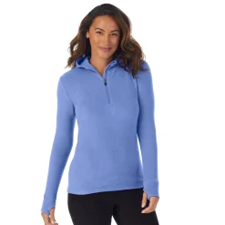 Online Fleecewear With Stretch Long Sleeve Half Zip Hoodie Women Lounge|Long Sleeves