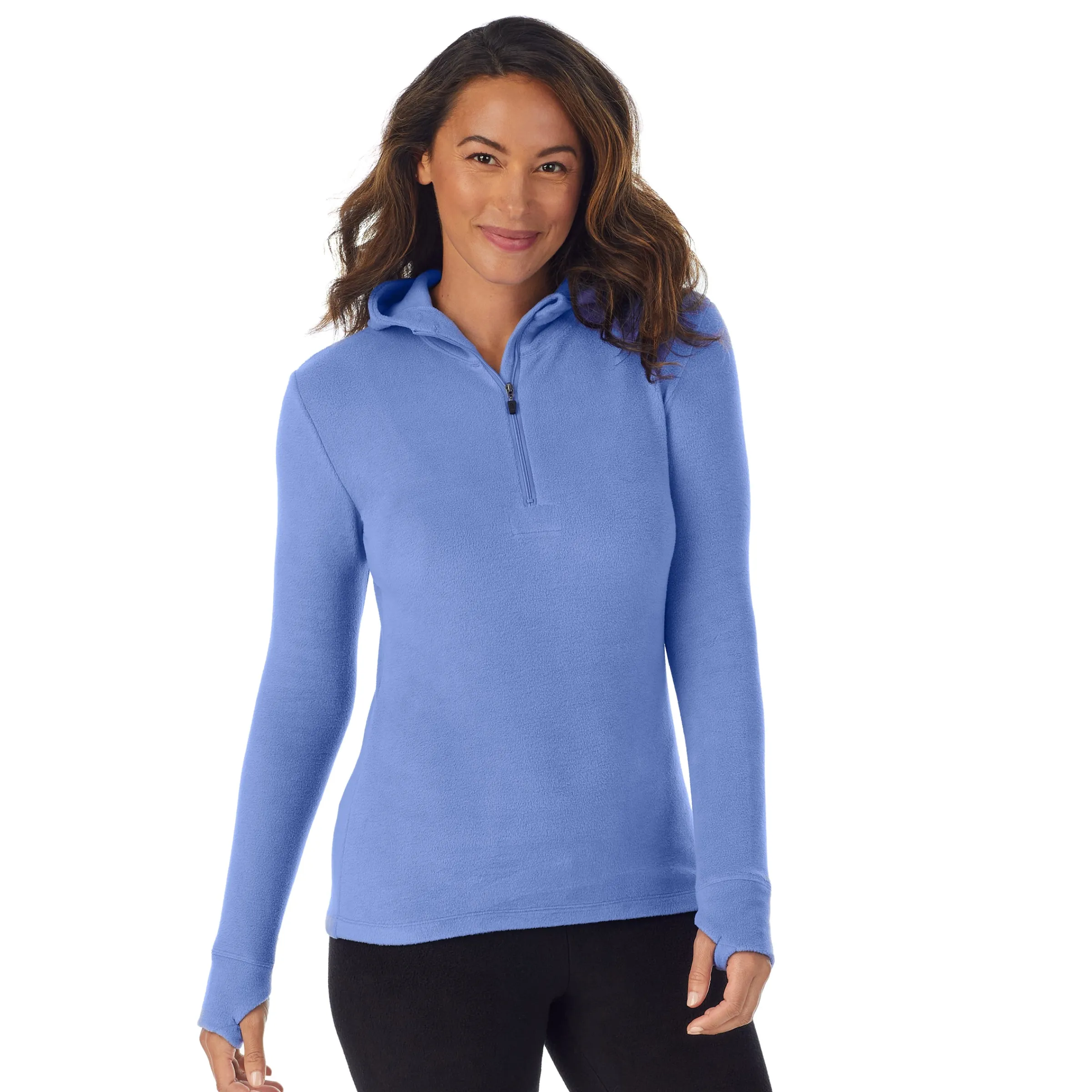 Online Fleecewear With Stretch Long Sleeve Half Zip Hoodie Women Lounge|Long Sleeves