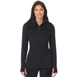Clearance Fleecewear With Stretch Long Sleeve Mock Neck Henley With Sherpa Women Lounge|Wraps + Hoodies