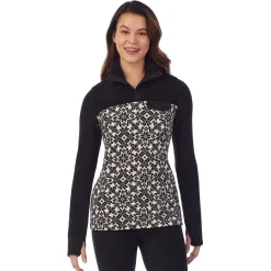 Clearance Fleecewear With Stretch Long Sleeve Mock Neck Henley With Sherpa Women Lounge|Wraps + Hoodies
