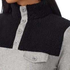 Clearance Fleecewear With Stretch Long Sleeve Mock Neck Henley With Sherpa Women Lounge|Wraps + Hoodies