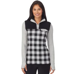 Clearance Fleecewear With Stretch Long Sleeve Mock Neck Henley With Sherpa Women Lounge|Wraps + Hoodies
