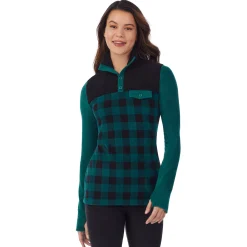 Clearance Fleecewear With Stretch Long Sleeve Mock Neck Henley With Sherpa Women Lounge|Wraps + Hoodies