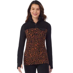 Clearance Fleecewear With Stretch Long Sleeve Mock Neck Henley With Sherpa Women Lounge|Wraps + Hoodies