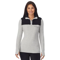 Clearance Fleecewear With Stretch Long Sleeve Mock Neck Henley With Sherpa Women Lounge|Wraps + Hoodies