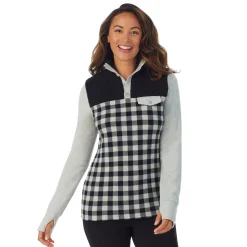 Clearance Fleecewear With Stretch Long Sleeve Mock Neck Henley With Sherpa Women Lounge|Wraps + Hoodies