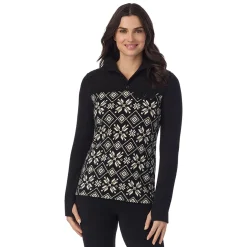 Clearance Fleecewear With Stretch Long Sleeve Mock Neck Henley With Sherpa Women Lounge|Wraps + Hoodies