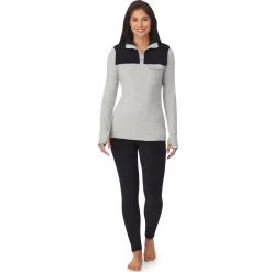 Clearance Fleecewear With Stretch Long Sleeve Mock Neck Henley With Sherpa Women Lounge|Wraps + Hoodies