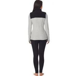 Clearance Fleecewear With Stretch Long Sleeve Mock Neck Henley With Sherpa Women Lounge|Wraps + Hoodies