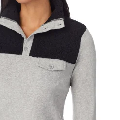 Clearance Fleecewear With Stretch Long Sleeve Mock Neck Henley With Sherpa Women Lounge|Wraps + Hoodies