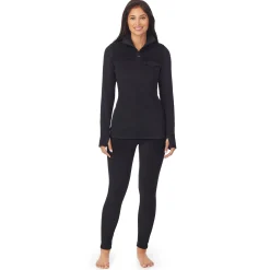 Clearance Fleecewear With Stretch Long Sleeve Mock Neck Henley With Sherpa Women Lounge|Wraps + Hoodies