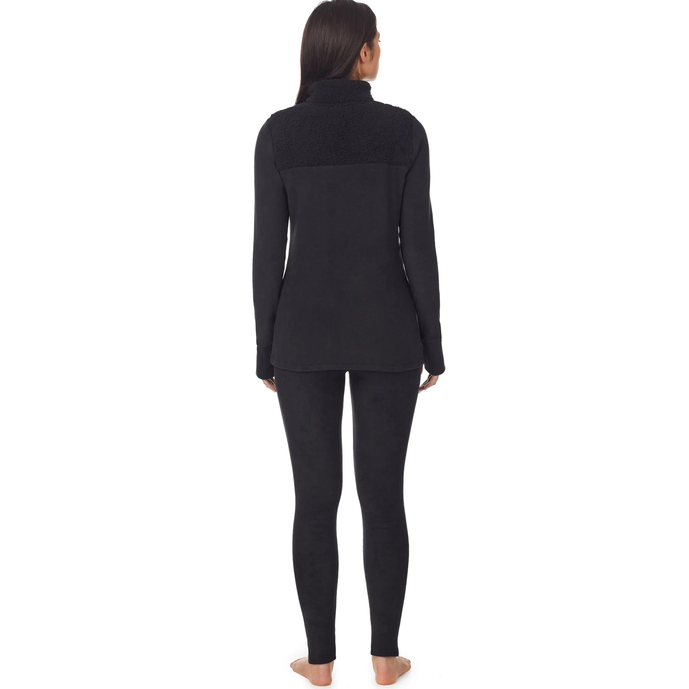 Clearance Fleecewear With Stretch Long Sleeve Mock Neck Henley With Sherpa Women Lounge|Wraps + Hoodies