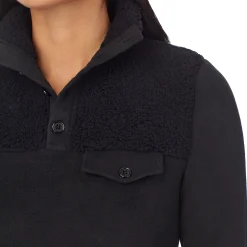 Clearance Fleecewear With Stretch Long Sleeve Mock Neck Henley With Sherpa Women Lounge|Wraps + Hoodies