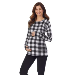 Sale Fleecewear With Stretch Maternity Snap Front Crew Women Maternity|Long Sleeves