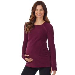 Sale Fleecewear With Stretch Maternity Snap Front Crew Women Maternity|Long Sleeves