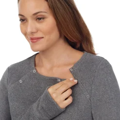 Sale Fleecewear With Stretch Maternity Snap Front Crew Women Maternity|Long Sleeves