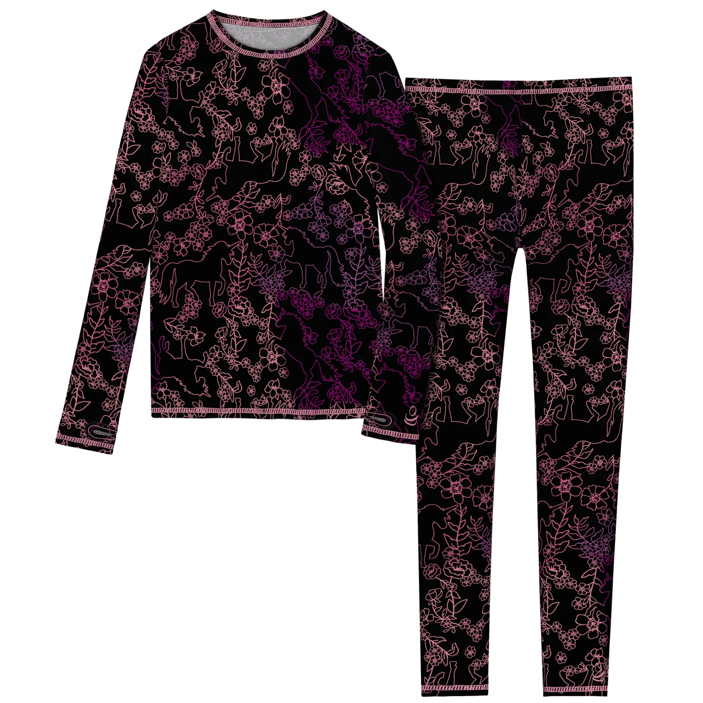 Outlet Girls Comfortech Stretch Poly 2 pc. Long Sleeve Crew & Pant Set Kids Girls Sets